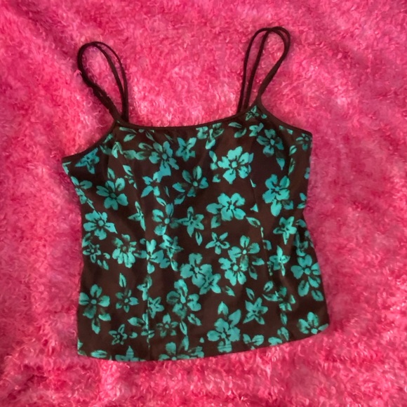 Vintage Floral green brown tankini size 14 padded - Picture 4 of 14